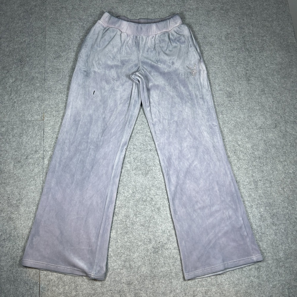 Vintage Playboy Sweatpants Womens Medium(27x30) Light Grey / Lilac Y2K Velour